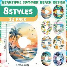 1 Set - 4/8pcs CMG Sensor Waterproof Sweat-Proof Self-Adhesive Tape, Pre-Cut Soft Breathable Durable And Secure Protective Tape, Suitable For Sports And Daily Use, Summer Charming Beach Landscape Pattern G7 Compatible - View 2
