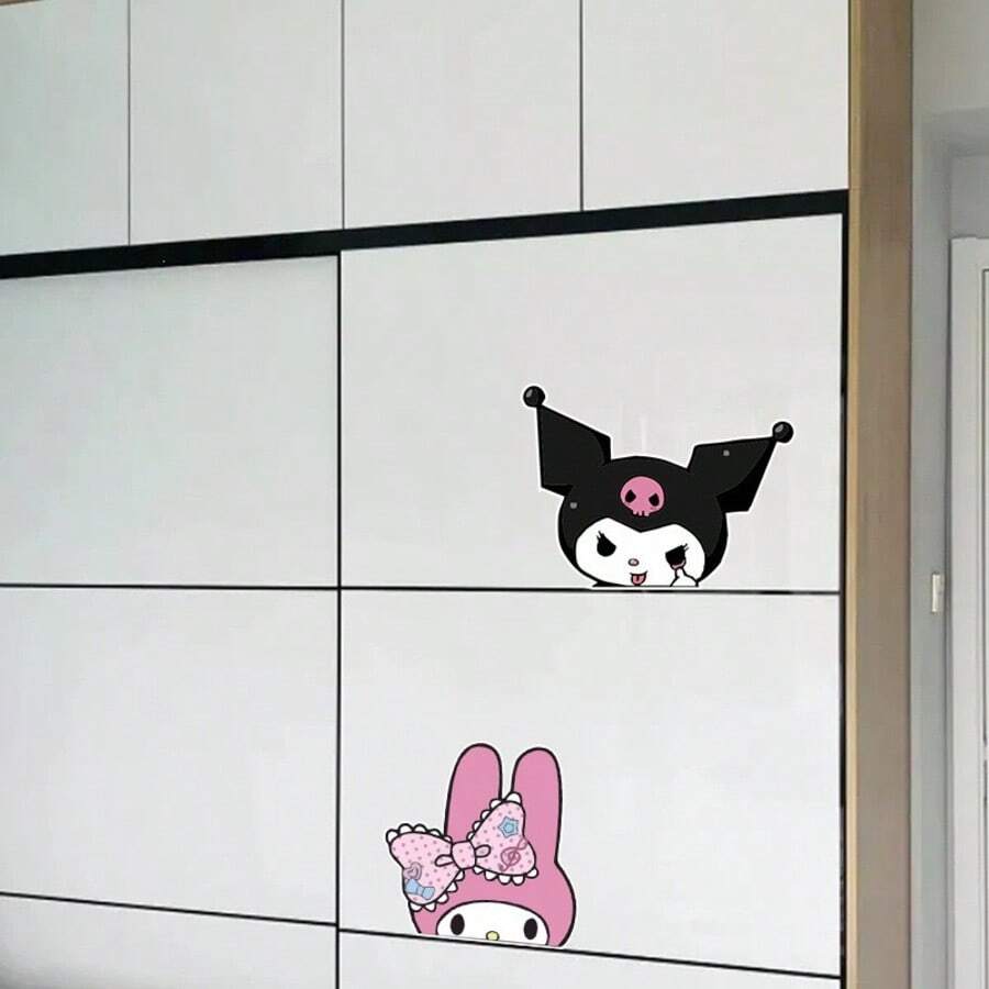 SANRIO 1Pc Cute Kuromi My Melody Hello Kitty Cinnamoroll Stickers, Waterproof Removable Vinyl Decals, Cartoon Self-Adhesive Stickers For Car Window, Air Conditioner, Cabinet Decor - Decorative Sticker - View 1