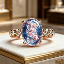 Elegant Style Star Flower Pattern Women's Fashion Ring, Carved Texture Hypoallergenic Skin-Friendly Jewelry, Suitable For Daily Wear - Gold - View 4