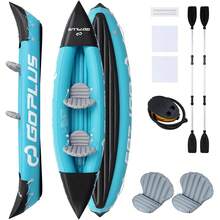 10.5 FT Inflatable Kayak 2 Person With Aluminum Paddles Fin Seats And Foot Pump - Default Title - View 10
