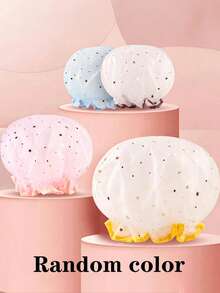 4/21pcs Reusable Waterproof Shower Cap, Cooking Oil-Proof, Dust-Proof, Coloring, Hair Perming, Salon Hair Care Accessories, Multi-Purpose Bath Cap, Random Color Back To School - Multicolor - View 2