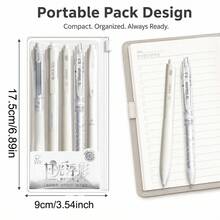 5支裝靜音可伸縮凝膠筆，淺藍色無噪音按壓筆，0.5mm細筆尖快乾黑色墨水順滑書寫筆，適用於考試、學校、辦公文具套裝 - 白色 - 查看 2