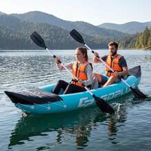 10.5 FT Inflatable Kayak 2 Person With Aluminum Paddles Fin Seats And Foot Pump - Default Title - View 1