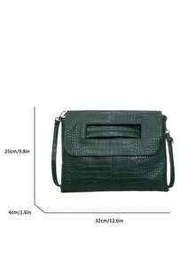 Dedoo Tas Selempang Kulit Sintetis Motif Buaya Vintage dengan Penutup, Tali Bahu yang Dapat Diatur, Kapasitas Besar, Cocok untuk Kantor, Sehari-hari, Pesta, Tas Sekolah, Kampus Universitas - Hijau - View 12
