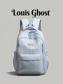 New Multifunctional Plaid Backpack Large Capacity School Bag Laptop Bag. Spacious Main Compartment, Can Accommodate Laptop; Internal Multi-Layer Compartments + External Dual Side Pockets + Front Zipper Pocket, Organized Storage, Convenient Access. Suitable For Students Attending Classes, Commuting, Daily Work Travel, Weekend Short Trips, Casual Shopping. - Multicolor - View 15