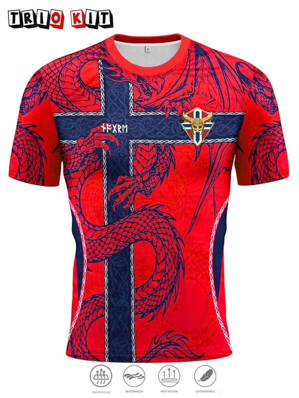 Camiseta de Fútbol de Noruega para Hombres & Leyenda Vikinga Ligera y Suave & Partido, Entrenamiento, Uso Casual & Regalo & Estrella de Fútbol
