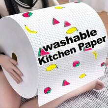 Washable Kitchen Paper Towels, Disposable Cleaning Wipes, Highly Absorbent, Non-Greasy, Rolled, Random Pattern, Suitable For Kitchen, Car, Living Room, Bathroom, Bedroom And Other Places, Essential For Kitchen Cleaning, Also Decorative Kitchen Product. - Multicolor - View 1