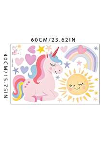 Girls Rainbow Unicorn Heart Self-Adhesive Wall Sticker Home Decor Gift - Rainbow Horse - View 11