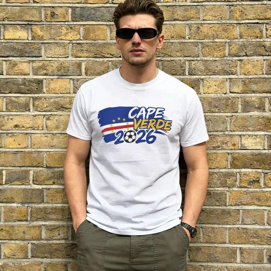 Cabo Verde Vozinha Vintage-T-Shirt für Herren, Kurzarm-T-Shirt, Rundhalsausschnitt, 100 % Baumwolle, bedruckte Kleidung - Farbe 14 - Übersicht 1