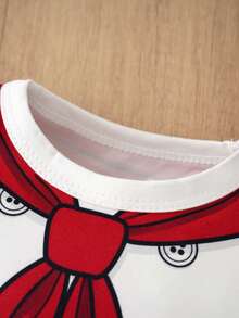 Chef Print Baby Boy Long Sleeve Jumpsuit, Red Bow Tie & Utensils Pattern, Plaid Pants, Newborn Photo Crawl Suit - White - View 4