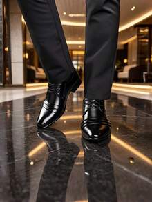 New Men's Business Formal Shoes, Plus Size Fashion Wedding Banquet Office Shoes - Black - View 5