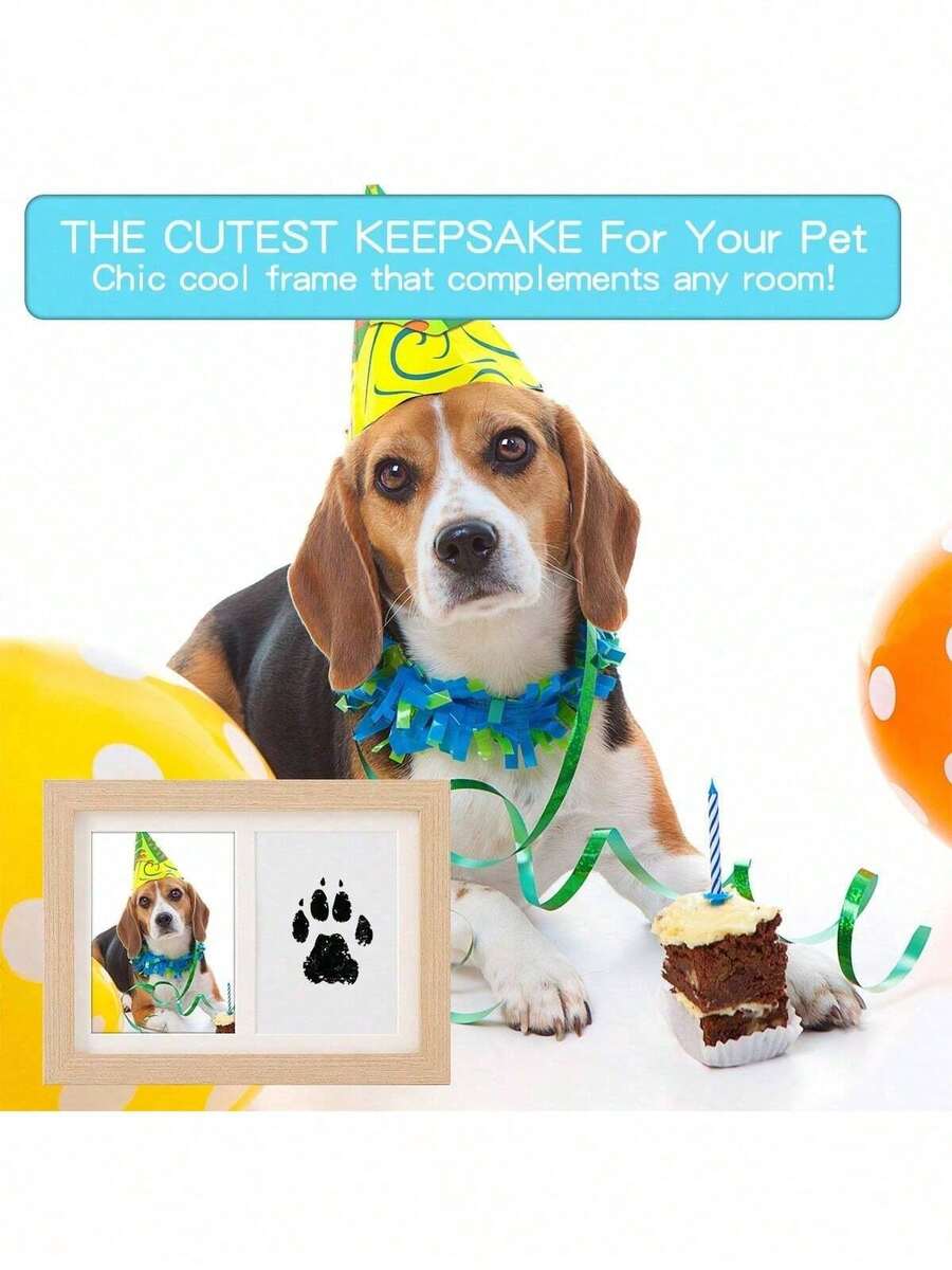 1pc DIY Pet Paw Print Photo Frame, Dog, Cat And Pet Paw Print Memorial Set With Photo Frame Souvenir, Paw Print Clay Mold, Pet Paw Print Pattern Memorial Set Gift, Pet Lover Photo Frame Souvenir - 12.7 X 17.8 cm - View 1