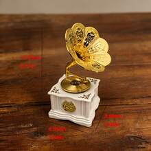 1pc Creative Desktop Ornament, Gramophone Shaped Wind-Up Music Box, Decorative Holiday Gift, Plastic Material Retro Style Figurine - 8008 - View 7