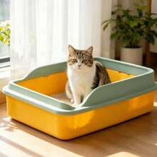 52*36*16cm High Splash-Proof Open Cat Litter Box, Household Plastic Cat Toilet, Random Color Shipment - A Shovel - View 9