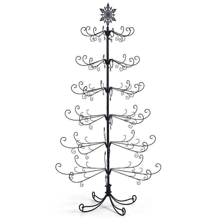 6ft Black PVC Iron Tree With Snowflake Top (Accessories Not Included) - Everyday Decor Tree - Default Title - View 1