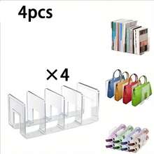 4pcs/2pcs/1pc Luxury Style 4-Tier Heavy Duty Bookshelf - Space-Saving Desktop Storage Rack, Anti-Tilt Design, No Assembly Required, Multi-Functional Home Retail Display Rack, Suitable For Books, Kitchenware, Shoes, Handbags, Wallets Storage And Display, Ideal For Home Kitchen, Closet And Drawer Storage, Also Suitable For Office And School Library Desktop Storage - Sturdy Plastic Structure, Home Storage Supplies, Suitable For Back To School Season - Multicolor - View 15