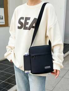 Fashionable Minimalist Versatile Men's Shoulder Crossbody Small Square Bag - Black - View 4