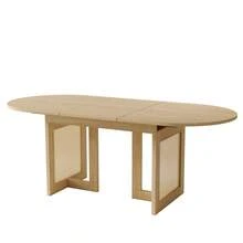 Extendable Dining Table 120/160 * 80, Suitable For 6-8 People, Dining Table With Rounded Corners, Thickened Tabletop, Simple Style Extendable Dining Table, Rattan Table Legs, Oak Color. - Oak + MDF - View 9