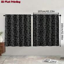 2pcs Black Leopard Print Polyester Semi-Sheer Curtains, Modern All-Season Design, 100% Polyester, Light-Filtering, Rod Pocket Easy To Hang, Suitable For Kitchen, Laundry Room, Bedroom, Study And Living Room - Multicolor - View 17