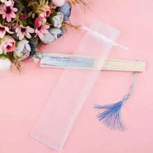 1-100pcs Drawstring Organza Gift Bags, Transparent Rectangular Mesh Pouches, Multi-Purpose Handmade Packaging Bags For Folding Fan Storage, Wedding Birthday Party Favors Gift Wrapping, Gift Bags Only, Fan Not Included - White - View 5