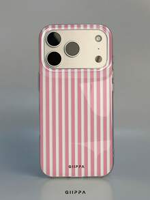 GIIPPA 1件粉色條紋圖案設計手機殼，適用於Phone 17 Pro Max，兼容Phone 16 Pro Max、15 Pro Max、14 Pro Max，韓式高端時尚趣味手機殼，兼容11/12/13/14/15/16 Pro Max Plus，優雅設計適合男女使用，送給女友的完美禮物，適用於聖誕節、情人節、復活節、婚禮季和生日！ - 彩色 - 查看 1