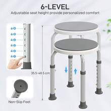 360Â° Swivel Shower Chair, Height Adjustable Aluminium Shower Stool With Non-Slip Feet For Disabled, Elderly, Grey - T0001-01-3846 - View 9