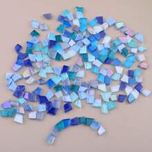 120g Blue Series Glass Mosaic Tiles - Square Trapezium Triangle Irregular-Shaped Premium Craft Decorative Pieces For Creative Art, Painting, Handmade Jewelry, And DIY Projects - A - View 7