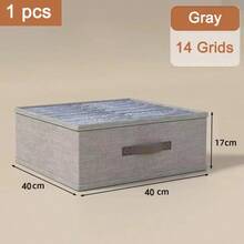 1pc 14-Slot Wardrobe Clothing Storage Organizer Box, Thickened Pants Storage Box, Shirt Wardrobe Organizer Box, Foldable Drawer Storage Box - A - View 6