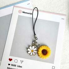1pc Sunflower Phone Charm Pendant, Healing Style Phone Accessory, Anti-Loss, Gift For Friends - Multicolor - View 6