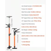 Cabinet Jack Support Pole, 2-Pack, 21.3-60 Inch Steel Telescopic Quick Support Rod, Adjustable 3rd Hand System Up To 154 Lbs Capacity Installing Cabinets, Lifting Drywall, Cargo Bars - Black+Orange + Carbon Steel - View 8