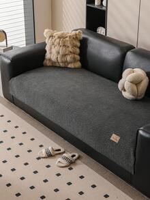 1pc Plush Solid Color Sofa Cushion, Modern Minimalist Wabi-Sabi Style Sofa Set, Thick Soft Sofa Seat Pad, Non-Slip, Machine Washable, Pet-Friendly Anti-Scratch, Wear-Resistant, Dust-Proof, Suitable For Bedroom, Living Room, Outdoor, Straight, L-Shaped 1-4 Person Sofa Renovation Cover, All-Season Tatami Decor Soft Fabric Throw, Bohemian, Sofa Cover - Dark Grey - View 5