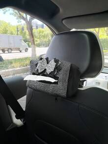 創意水鑽汽車面紙盒 蝴蝶結裝飾車用面紙架 後座面紙架 扶手面紙盒 遮陽板面紙架 - 蝴蝶結 - 查看 2