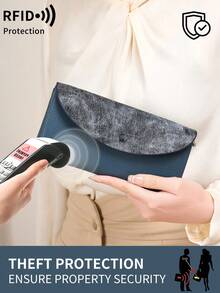 FOREVER MIYIN Vintage Dual-Tone Textured Long Wallet For Women, Large Capacity With Multiple Card Slots, Coin Purse, Cash Organizer, Phone Bag, Change Pouch, Fashionable For Daily Use And Business Commute, Gift For Mother - Blue - View 10