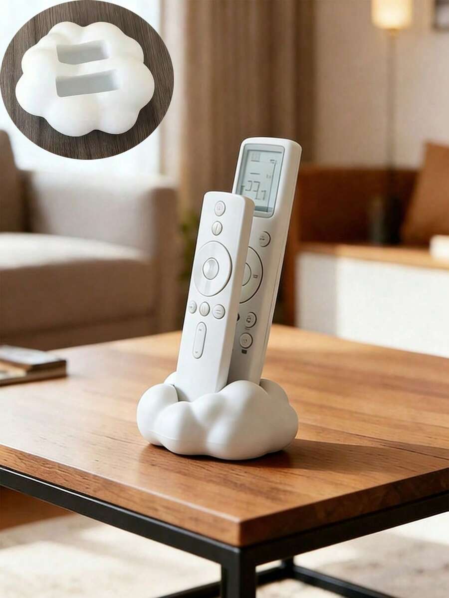 現代遙控器收納盒,雲朵造型,頂部加墊,節省空間,適用於電視/DVD/藍光播放器/音響系統/遊戲機-客廳或臥室多媒體設備收納-具備收納功能的裝飾性遙控器架 - 多色 - 查看 1