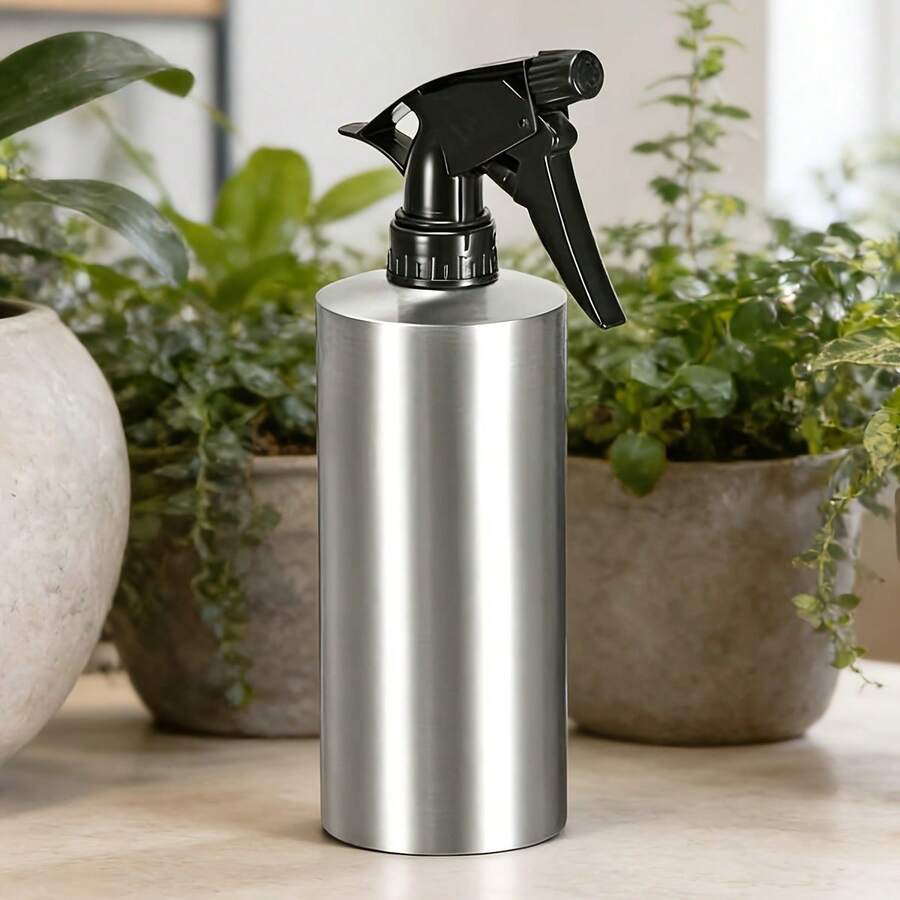 Stainless Steel Plant Watering Can, Pump Pressure Watering Pot Hand Pressing Flower Water Cans With Spray Nozzle, Empty Refillable Container For Kitchen Bathroom Or Plants Water Sprayer, 11.8/18.5oz Capacity - Multicolor - View 1
