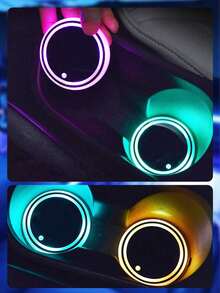 YAIUZGOO RGB LED Car Cup Holder Light, 7 Color Changing Interior Atmosphere Light, USB Powered Touch Switch Car Cup Holder Light, Colorful Decorative Interior Accessory Light, Night Driving Atmosphere Decoration, 300mAh - A - View 4