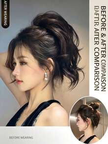Wig Ekor Kuda Keriting Putri Duyung Alami Tanpa Sambungan Sanggul Tinggi Ikat Rambut Praktis untuk Menata Rambut Panjang - MultiWarna - View 4
