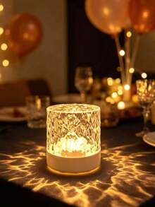 1pc 16-Color Water Ripple Crystal Table Lamp With Touch/Remote Control, Dimmable LED Projector Night Light, USB Powered Atmosphere Relaxing Lamp For Bedroom Decor, Perfect Gift For Girls And Teens Room Decoration | Fashionable Night Light | Bedroom Lamp - Multicolor - View 3