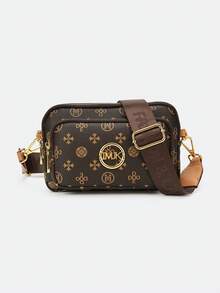 New Fashion Classic Versatile Solid Color PU Waterproof Fabric Rhombus Design Vintage Metal Decor Square Shoulder Bag - Coffee - View 5