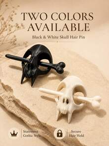 Half Gothic Skull Hair Clip, Cute & Fun Hair Accessory, Fashion Decorative Hair Clip, Suitable For Women And Girls, Daily Wear And Holiday Dress-Up - One Size - View 5