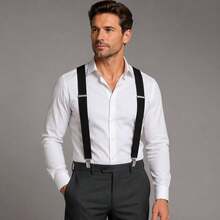 Elastic 5cm Suspenders For Men - Black - View 2