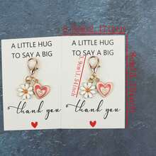 5pcs/10pcs Daisy & Layered Heart Dual Enamel Charm Keychain, A Little Hug Thank You Pocket Hug Floral Gratitude Gift - Multicolor - View 3