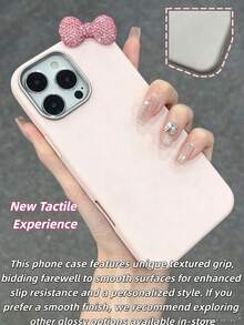 Set 2 Buah Casing Ponsel Premium Warna Pink Murni (Casing Ponsel + Pita) | Casing Ponsel dengan Pita Berlian Imitasi Pink yang Indah dan Dapat Dilepas | Aksesori Penting untuk Mode, Gaya Minimalis yang Manis | Tahan Guncangan, Anti Selip, Tahan Gores | Kompatibel dengan iPhone 17/17 Pro/17 Pro Max, Casing Pelindung Ponsel Anti Jatuh Mewah Berwarna Hitam/Pink dengan Tekstur Berlian Imitasi dan Dekorasi Pita, Kompatibel dengan Model Apple. - Berwarna merah muda - View 2