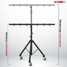 5 Core DJ Light Stand Tripod W Wheels 79" Crossbar 6 Light Points Adjustable 169.5" Stage Lighting Stand - Black - View 3
