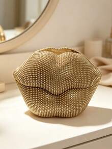 Soporte para brochas de maquillaje con forma de labios brillante, caja de almacenamiento de cosméticos con forma de labios con cristales, organizador de tocador estético, adecuado para brochas de maquillaje, bolígrafos y cosméticos, regalo ideal para entusiastas del maquillaje, dormitorio, baño, organizador de cabello - Ver 13