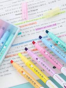 6pcs/Set Erasable Fluorescent Markers, Creative Colorful Graffiti Marking Pens, Perfect For Students Taking Notes And Highlighting, Suitable For Classroom Notes, Students And Office Workers, Great Gift For Back To School Season - Erasable Highlighter - View 2