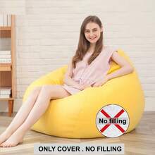 125*140cm Extra Large Bean Bag Cover, No Filling Included, Imitation Linen Polyester Fabric, Heavy-Duty Tatami Ottoman Lounge Cushion Cover, Suitable For Home, Outdoor & Beach Use, Multiple Colors Available - View 5