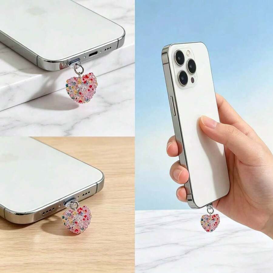 European And American Popular Handmade Beaded Girl Heart-Shaped Dust Plug, Valentine's Day Red Heart-Shaped Dust Plug - Color Love - View 1