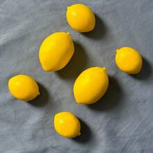 16 piezas de modelos de limones artificiales, adecuados para el hogar, la cocina, bodas, fiestas, accesorios de fotografía, decoración, regalos, cumpleaños, ceremonia de graduación - Amarillo - Ver 2