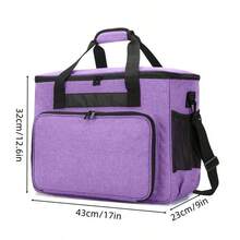 1pc Large Capacity Padded Fabric Sewing Machine Storage Bag With Elastic Mesh Pocket, Carrying Case For Brother, Singer And Other Home Sewing Machines - Craft Supplies Organizer - A - View 6